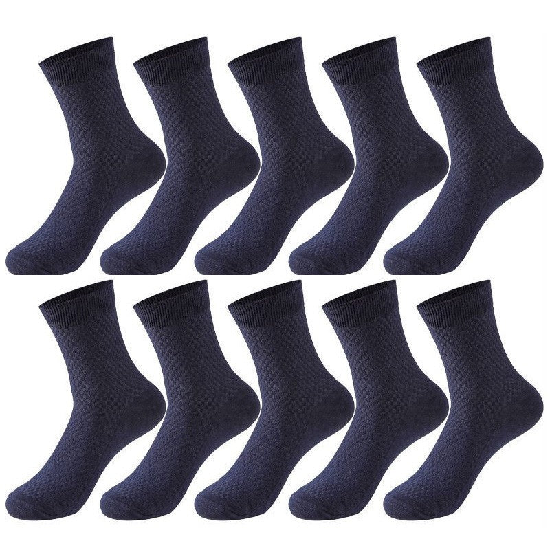 10 Pair Men's Bamboo Fiber Socks Harajuku Retro Breathable Business Man Socks Black Long Sock Deodorant Gift Set Size 39-46