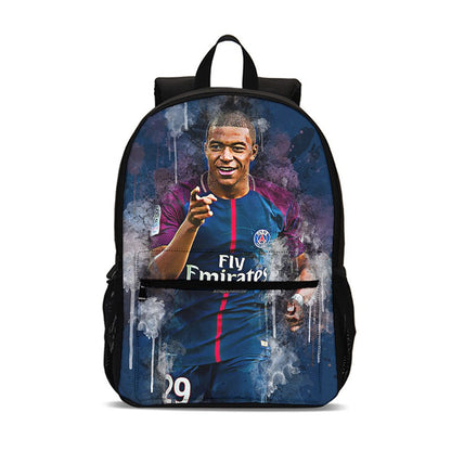 M-Mochila Esportiva Mbappes Football com Zíper Relâmpago Mochila Escolar Esportiva Mochila Escolar Jogador Estrela Mochilas para Livros