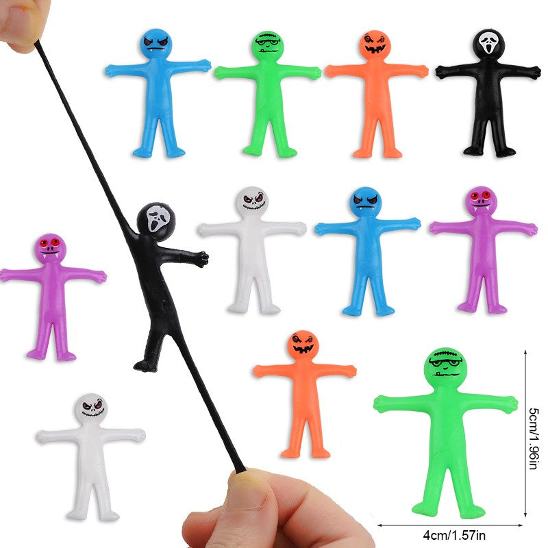 12-36Pcs Funny Little Man Halloween Stretchy Toy Kids Halloween Birthday Party Favors Goodie Bag Trick or Treat Bucket Filler