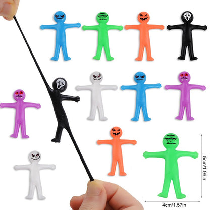 12-36Pcs Funny Little Man Halloween Stretchy Toy Kids Halloween Birthday Party Favors Goodie Bag Trick or Treat Bucket Filler