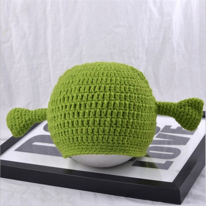 Unisex Balaclava Monster Shrek Hat Wool Winter Warm Knitted Hats  Green Funny Beanie Skullies Cap for Women Men Pure Handmade