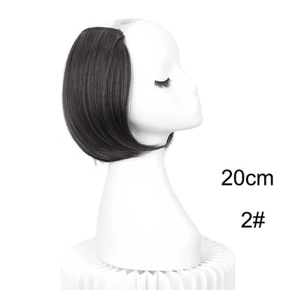 20/30cm Cabelo Sintético Curto Liso com Fivela Interna, Meia Cabeça em V com 4 Clipes, Aplique Invisível para Mulheres 2026