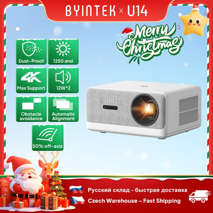 Projetor BYINTEK LOVE U14 Full HD 1080P 4K Smart Bluetooth WiFi 6 Suportado 1250 ANSI Foco Automático para Cinema em Casa