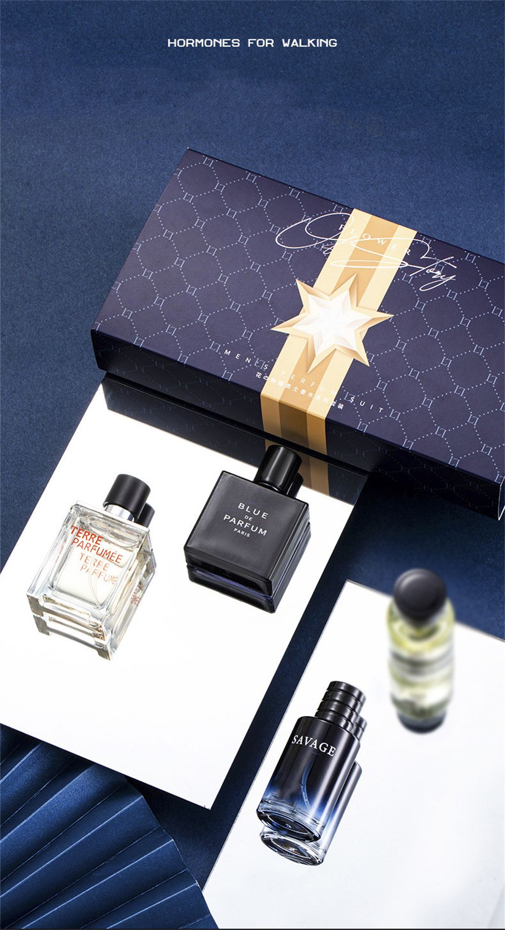 Perfume Masculino de Luxo Kit 4 Peças 100ml com Colônia Perfumes Homme Caixa de Presente Perfumes Masculinos Spray com Aroma Natural Floral Frutado