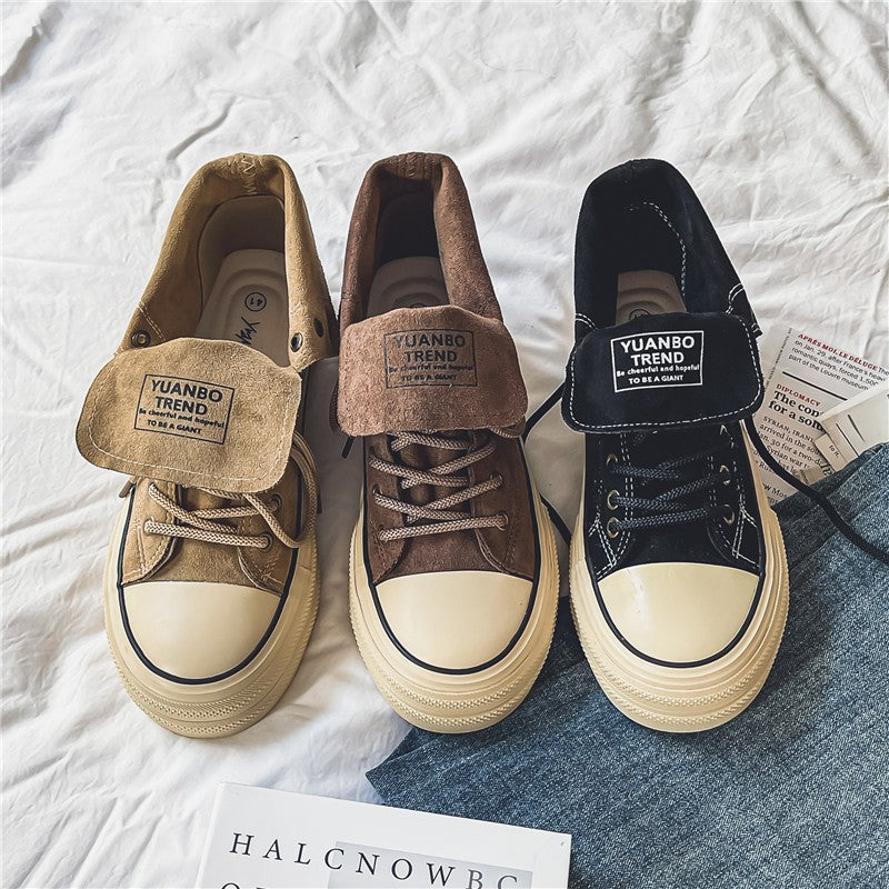 Novos Sapatos Masculinos de Cano Alto com Sola Plana, Botas de Trabalho Casuais para Exteriores com Sola Grossa, Sapatos Masculinos para Caminhada, Tênis de Lona de Cano Alto para Casais