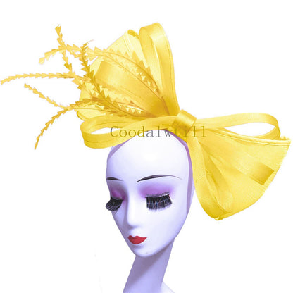 White Church Fascinator Women Wedding HAT Bow Feathers Headwear Elegant Bride Marriage Pillbox Cap Party Headpiece For Ladies