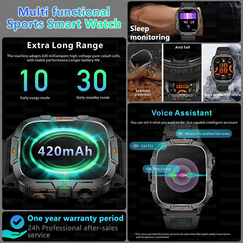 2025 Novo Para Xiaomi Militar Grau Smart Watch Masculino Tela AMOLED de 1.96" 5ATM À Prova D'Água Esportes Rastreador de Fitness Chamada BT Smartwatch