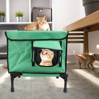 Casinha de Gato Aquecida Elevada e Isolada à Prova de Intempéries para Gatos e Cães Pequenos ao Ar Livre