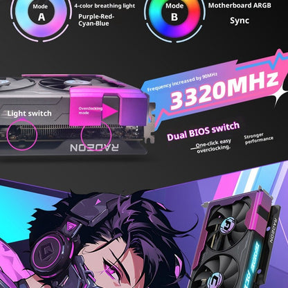 ?Yeston GAME ACE RX 9060 XT 16GB GDDR6 - Barramento de 256 bits, DP 2.1a/HDMI 2.1b, Design Cyberpunk? Placa de Vídeo