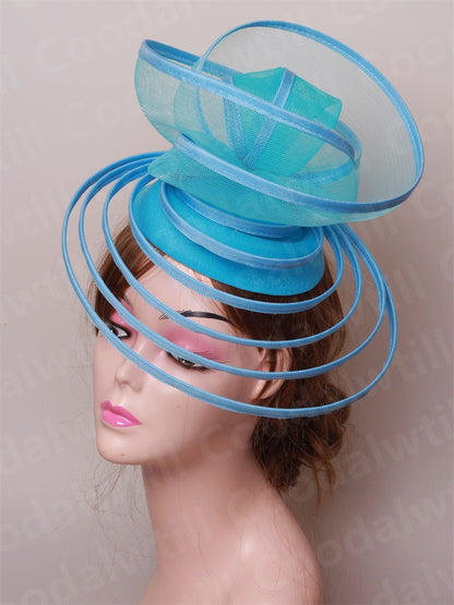Chapéu Fascinator de Igreja Véu de Casamento de Malha Feminino para Festa Banquete Chapéu Boné Faixa de Cabelo Feminina Festa Chá Royal Ascot Chapéus Pillbox
