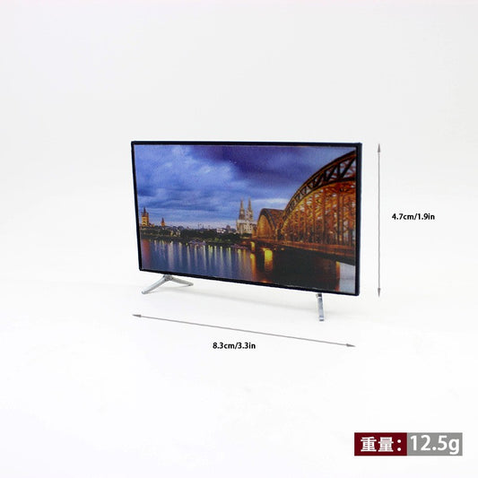 1/12 Scale Miniature TV with Stand - Dollhouse Accessory for Home Decor, Realistic Model for DIY Crafts & Gifts Small Ornament