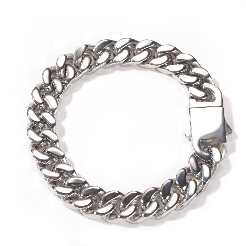 Pulseira Acessório Masculina de Aço Inoxidável 316 Banhada a Ouro 18k, Corrente Cubana Criptografada de 8, 10, 12mm, Estilo Miami Rap Hip Hop