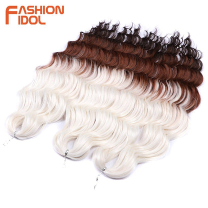FASHION IDOL Cabelo de Crochê Torção Laranja Extensões de Cabelo Trançado de Onda Profunda Sintética Cabelo Onda de Água 24 Polegadas Fibra Resistente ao Calor