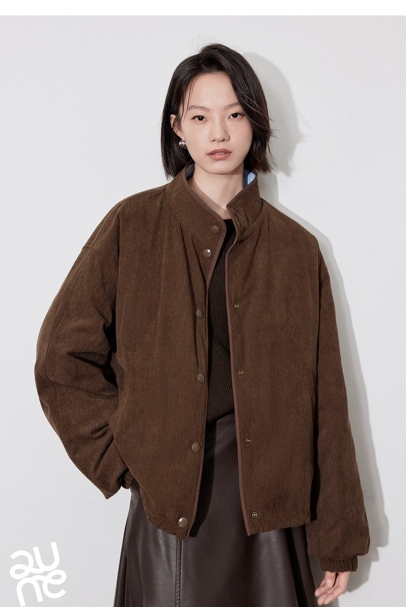 TOYOUTH Women Thick Cotton Coat 2024 Winter Long Sleeve Lapel Collar Contrasting Color Splicing Elegant Outwear Jacket Coat