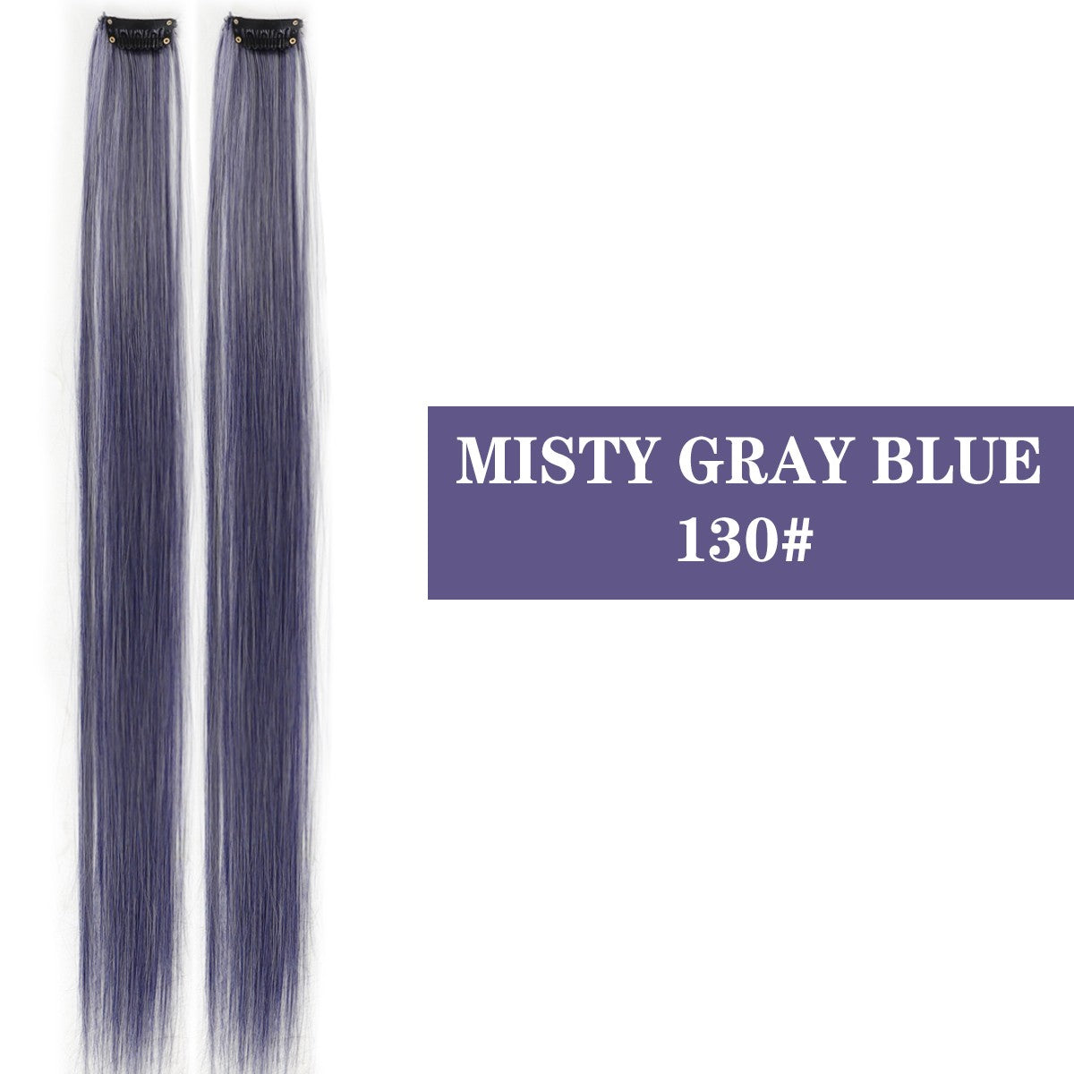 Extensões de Cabelo Sintéticas Coloridas de 2 Peças 50cm, Longas Lisas Rosa/Azul/Roxo para Halloween/Natal