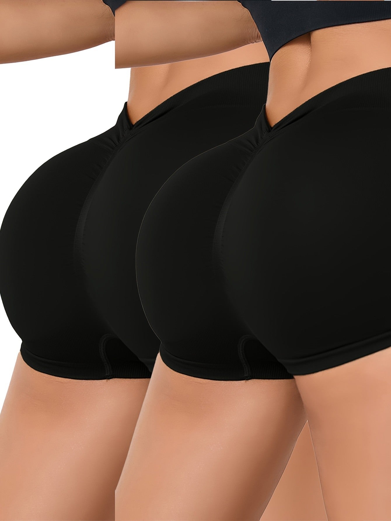 2Pcs Women High Waist Workout Fitness Yoga Shorts Gym Push Up Yoga Leggings Scrunch Butt Seamless Sports Shorts