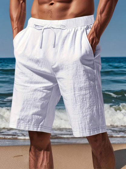 Summer New Men's Breathable Whiter Shorts Hawaii Beach Pants Male Solid Color Trousers Loose Versatile Streetwear 3XL For Men