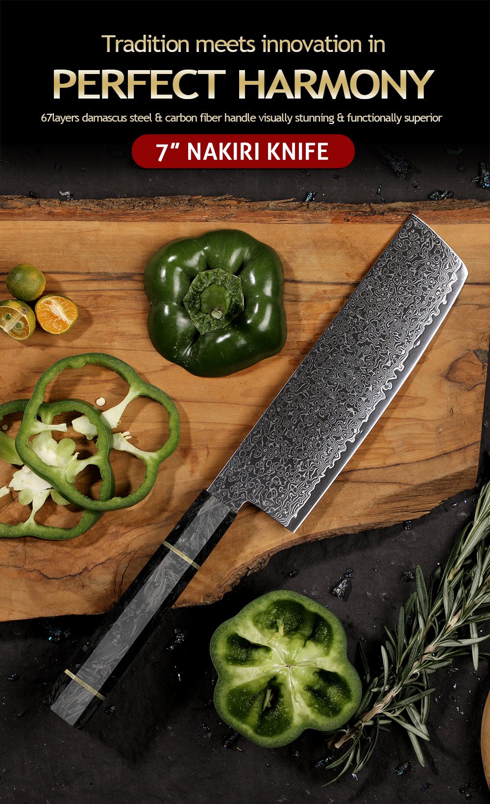 Professional 67-layer Damascus Japanese Kitchen Nakiri Gyuto Chef bread boning Knife Set Home kitchen tool with Carbon Fiber HD