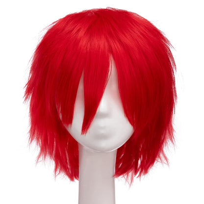 Short Roleplay Wig Fluffy Straight Synthetic Fiber Anime Wig Unisex Halloween Comic Convention Party Costume Wig