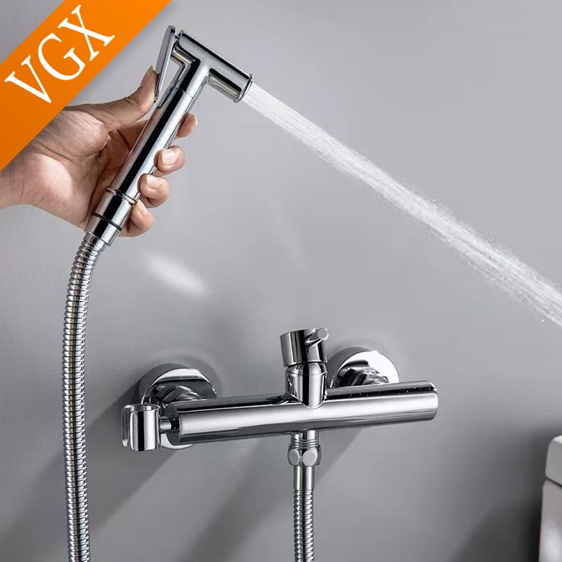 Conjunto de torneira bidê de latão VGX, ducha higiênica portátil, torneira de banheiro quente e fria, lavadora feminina, pulverizador shattaf, ducha higiênica