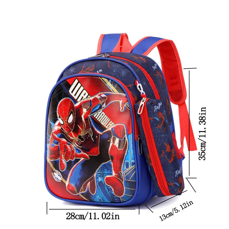 Disney Spiderman Unisex Backpacks Large Capacity Gilding Print Schoolbag For Children's Gifts With Pen Case