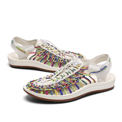 2024 New Arrival Summer Men's Shoes Breathable Beach Loafers Hand Woven Roman Sandals High Quality Men's Comfortable Flats