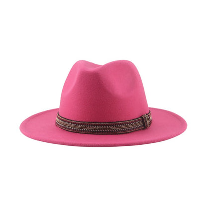 Chapéu Feminino Fedora de Feltro Sólido Casual Chapéu de Inverno Feminino Bonés Masculinos Faixa Panamá Preto Cáqui ????? ??????? Sombrero