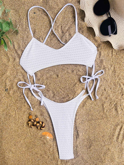 Sexy hollow tie swimsuit One Piece bikinis Swimwear halter high waist backless lace up bathing suit beach outfits bodysuits