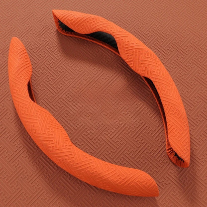 Embossed Napa leather steering wheel cover, anti-slip and sweat-absorbing handlebar cover, semi-covered protective cover