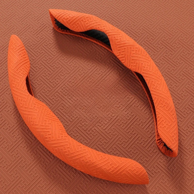 Embossed Napa leather steering wheel cover, anti-slip and sweat-absorbing handlebar cover, semi-covered protective cover