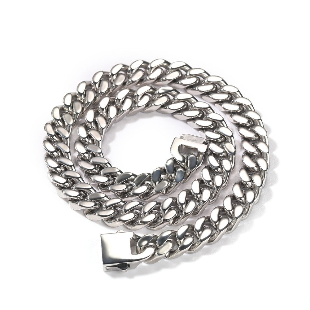 Pulseira Acessório Masculina de Aço Inoxidável 316 Banhada a Ouro 18k, Corrente Cubana Criptografada de 8, 10, 12mm, Estilo Miami Rap Hip Hop