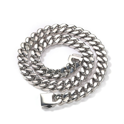 Pulseira Acessório Masculina de Aço Inoxidável 316 Banhada a Ouro 18k, Corrente Cubana Criptografada de 8, 10, 12mm, Estilo Miami Rap Hip Hop