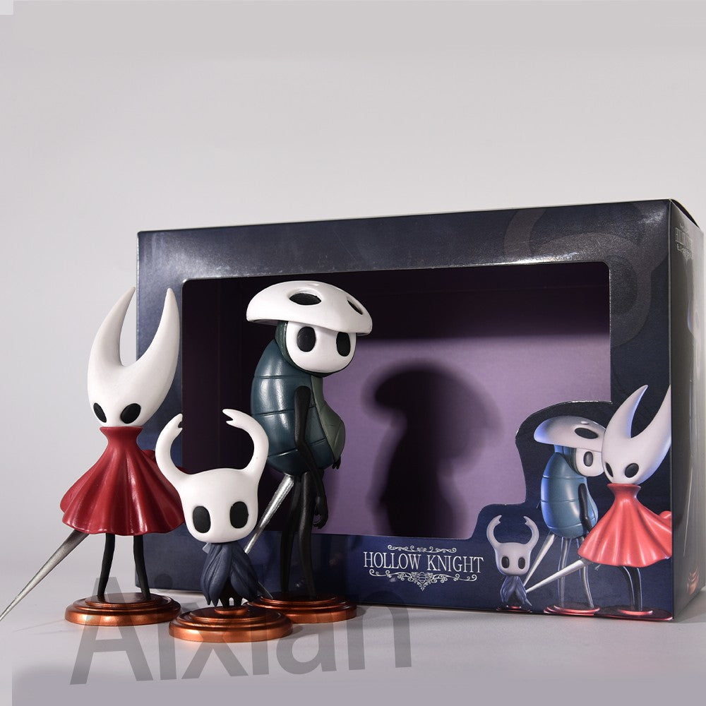 3 peças/conjunto Brinquedos Hollow Knight Anime Jogo Boneco O Cavaleiro Boneco de Ação Hornet/Quirrel Estatueta Modelo Colecionável com Caixa