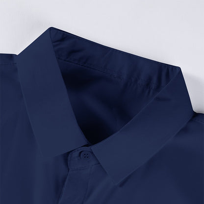 New Men's Business Casual Solid Color Short Sleeved Shirt for Summer Fashion No Ironing Comfortable and Versatile Top