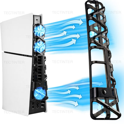 Cooling Fan for PS5 Slim Disc Edition/Digital Edition Game Console with RGB Lighting USB 3.0 Port for PlayStation 5 Accessories