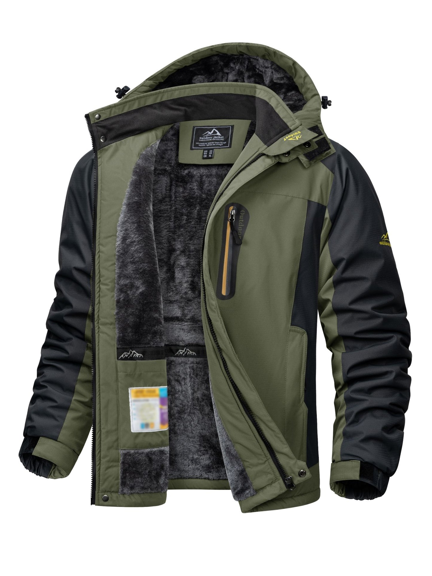 Jaqueta Masculina Impermeável TACVASEN de Inverno Pesada Forrada com Lã, Jaquetas de Esqui e Snowboard, Casacos Corta-Vento com Capuz Removível