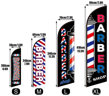 Barber Shop Feather Flag 11FT Barbershop Sign Outside Windless Banner Feather Swooper Flag for Shop Advertising Business Outdoor