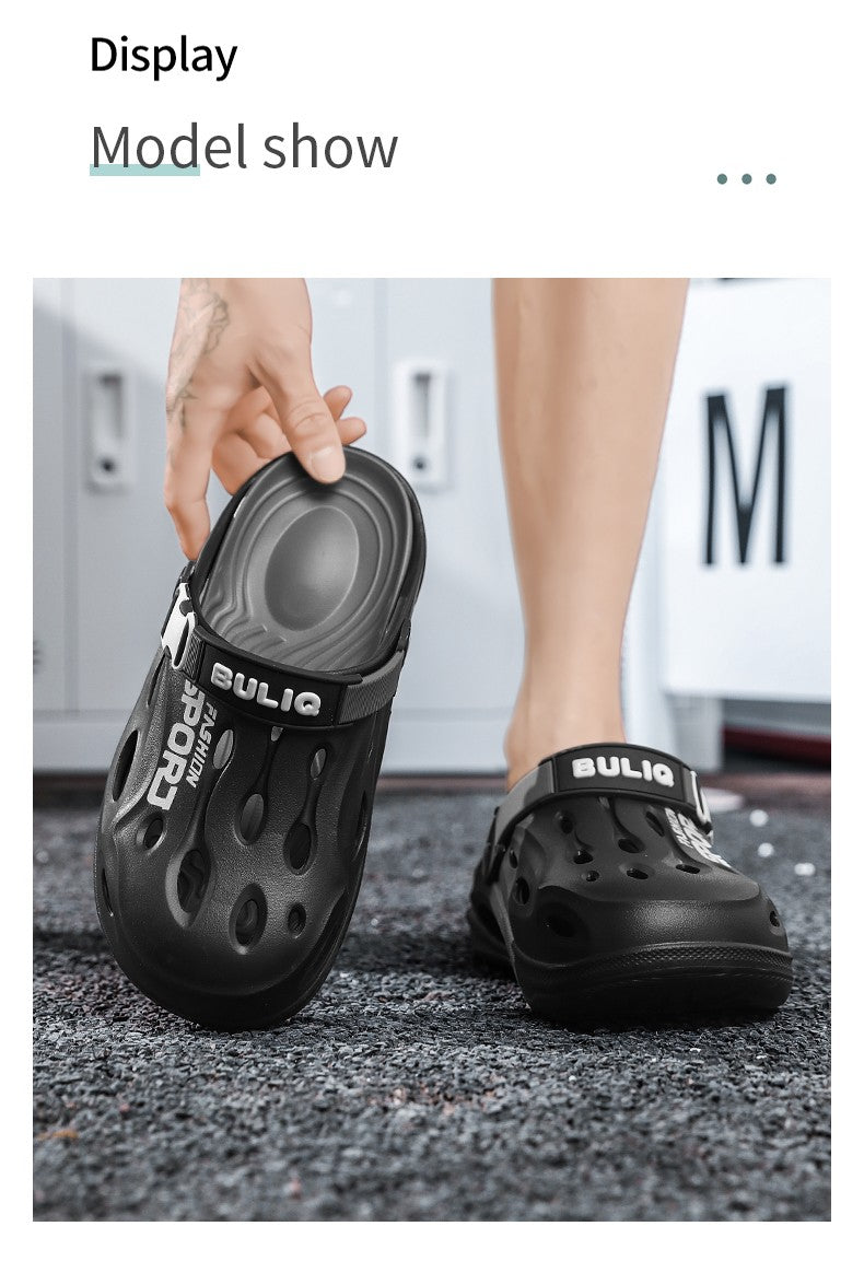 A Pair of Men's New Clogs, Summer New Wear-Resistant, Non-Slip Sports Beach Shoes, Soft-Soled Comfortable Men's Shoes for Driving