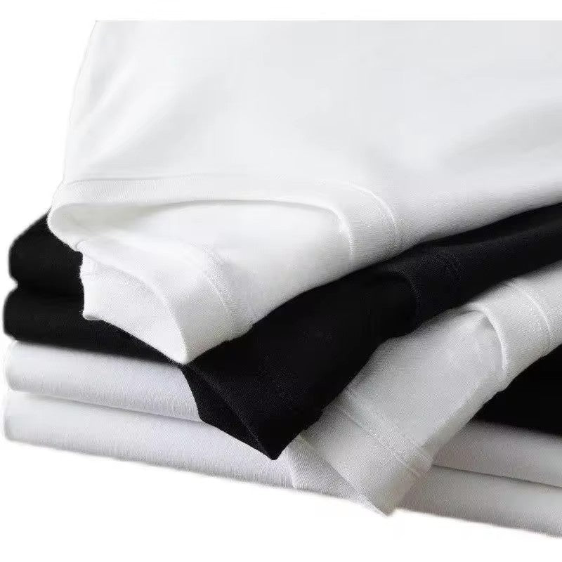 100% Cotton White Long sleeve T-shirt Men Autumn 2025 New Solid color High quality Loose Casual Black Tee Y2k Top Men clothing