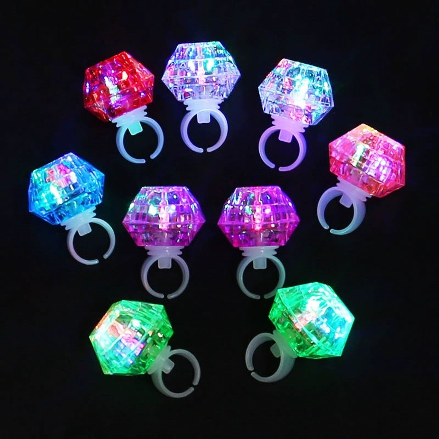 LED Light Up Diamond Rings, Flashing Glow in the Dark Party Favors for Bachelorette, Wedding, Bridal Shower, Birthday Kids
