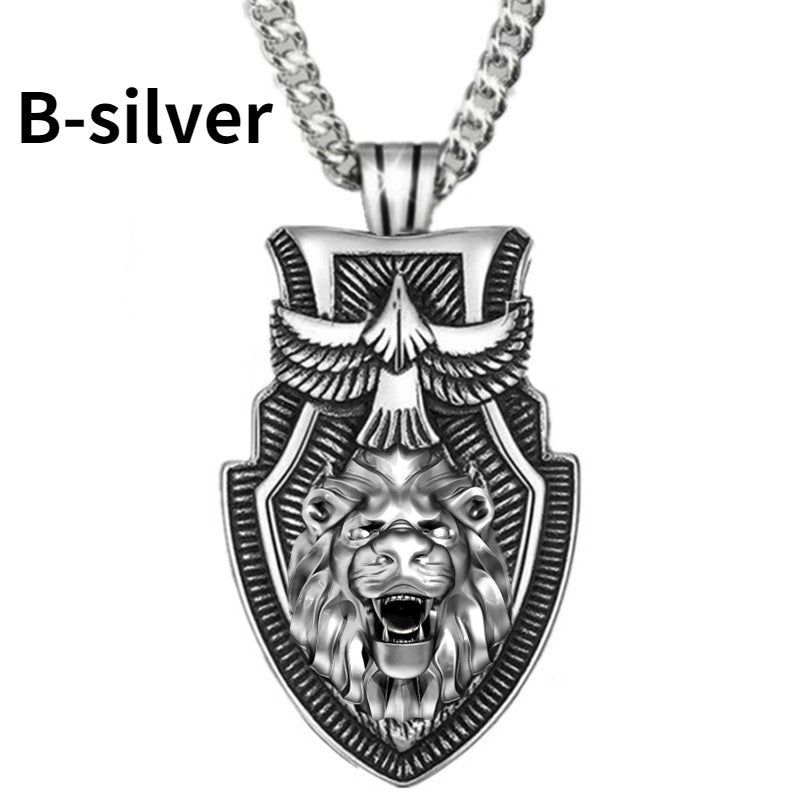 Colar Masculino de Aço Inoxidável com Pingente Triângulo e Cabeça de Lobo, Joia Punk de Animal para Homens, Presente de Aniversário, Estilo Hip Hop