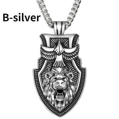Colar Masculino de Aço Inoxidável com Pingente Triângulo e Cabeça de Lobo, Joia Punk de Animal para Homens, Presente de Aniversário, Estilo Hip Hop