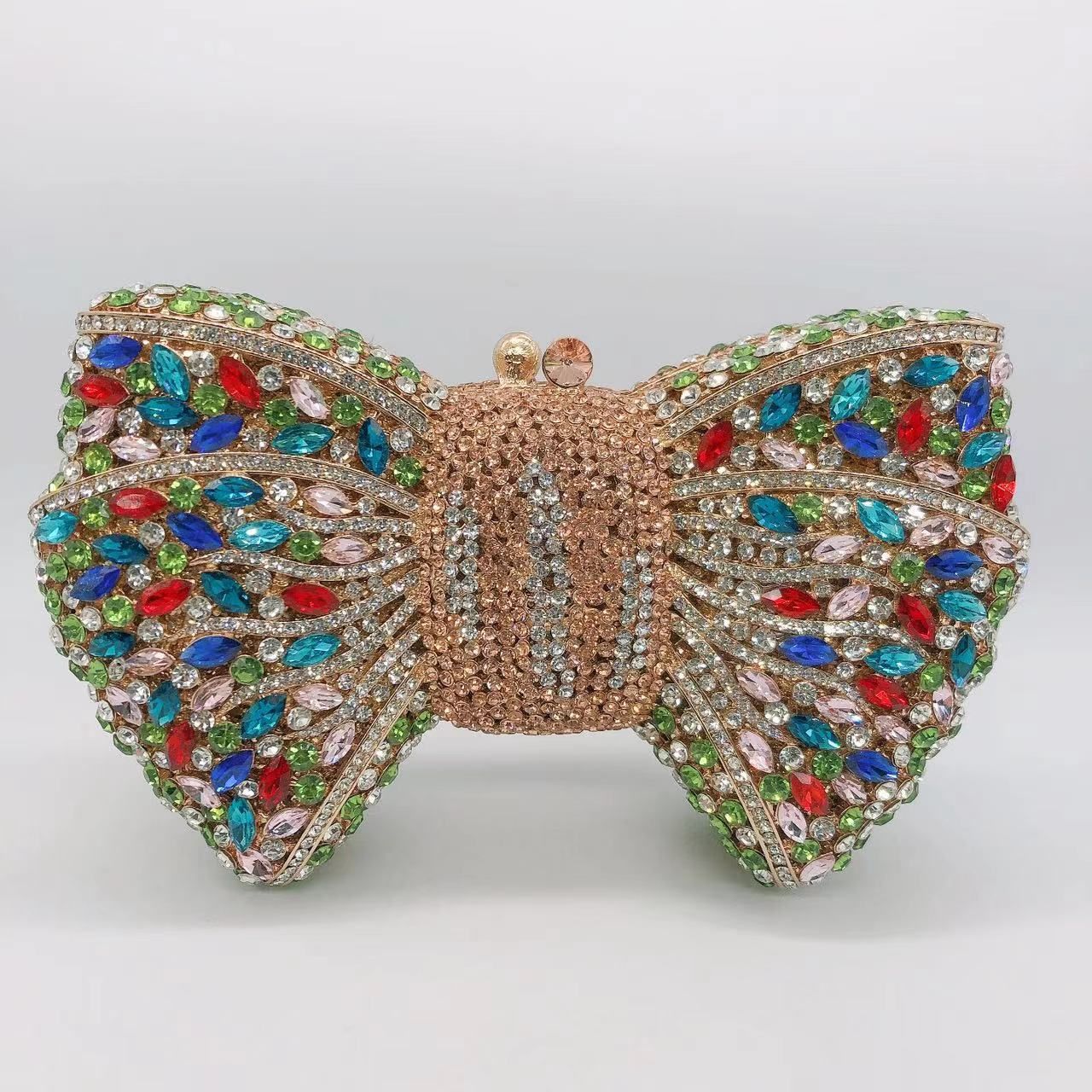 Newest Rhinestone Green/Black Clutch Purse Bow Luxury Diamond Women Red Evening Clutches Bags Wedding Bridal Bag Stones Handbags