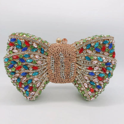 Newest Rhinestone Green/Black Clutch Purse Bow Luxury Diamond Women Red Evening Clutches Bags Wedding Bridal Bag Stones Handbags