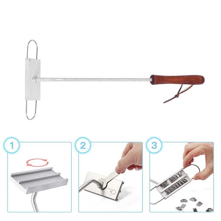 LMETJMA BBQ Meat Branding Iron with Changeable Letters Personalized Barbecue Grilling Meat Steak Names Marking Stamp Tool KC0299