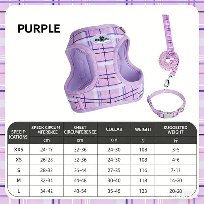Conjunto de Três Peças de Peitoral para Cães Clássico Xadrez Pet Classic: Coleira Decompressora, Colete Estilo Peitoral e Peitoral de Ano Novo para Cães