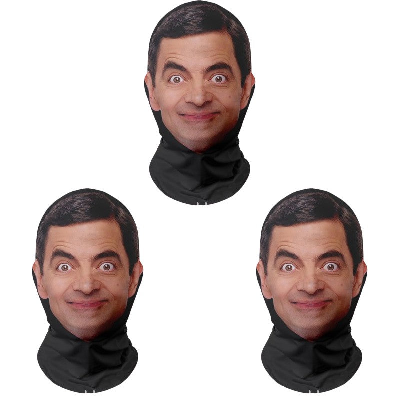 1-5PCS 3D Cosplay Mr. Bean Face Mask Funny Elastic Mesh for Men Women Cosplay Role Play Headdress Christmas New Year Gifts
