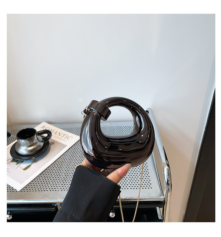 Fashion Crescent Mini Acrylic Chain Evening Bag for Women, Shoulder and Crossbody Bag