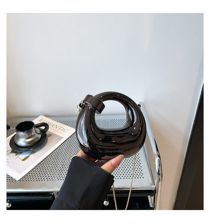 Fashion Crescent Mini Acrylic Chain Evening Bag for Women, Shoulder and Crossbody Bag