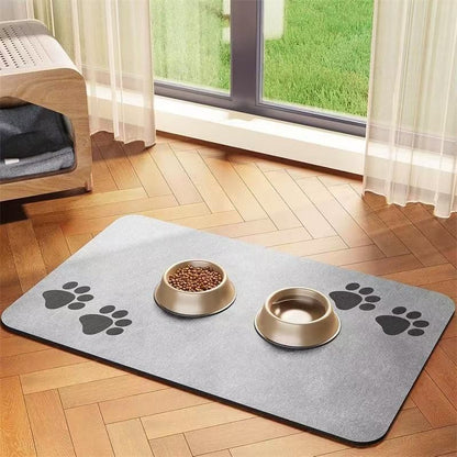 Tapete para Alimentação de Inverno - Jogo Americano Absorvente para Cães e Gatos com Parte Traseira Emborrachada Impermeável e Secagem Rápida